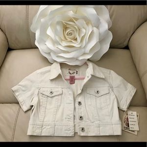 Mini short sleeve cream jean jacket